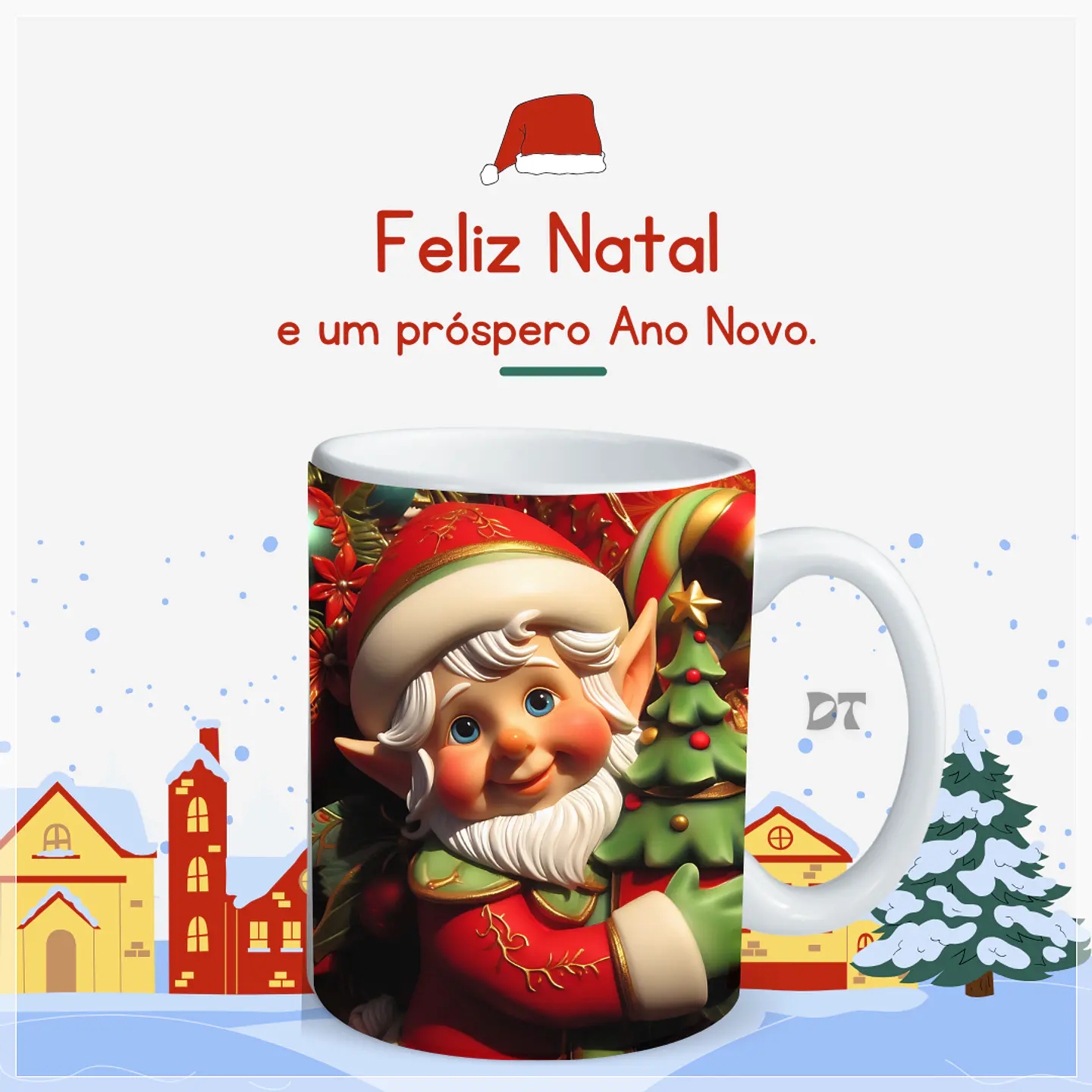 22 Artes para Caneca Elfos Natalinos 3D em Jpg  3
