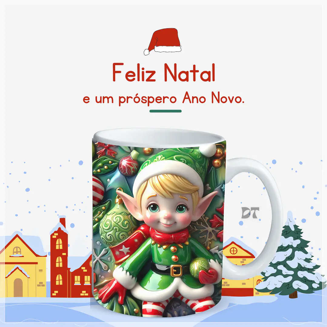 22 Artes para Caneca Elfos Natalinos 3D em Jpg  4
