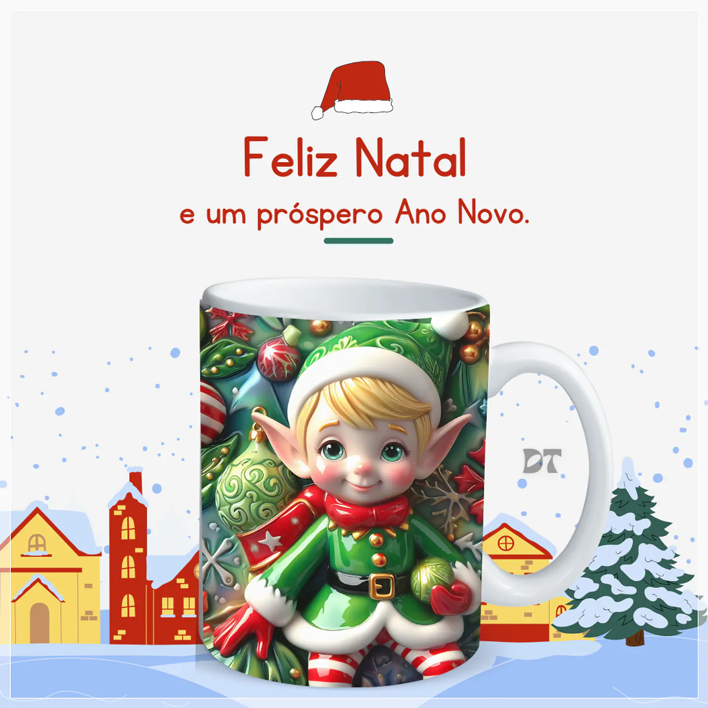 22 Artes para Caneca Elfos Natalinos 3D em Jpg  4