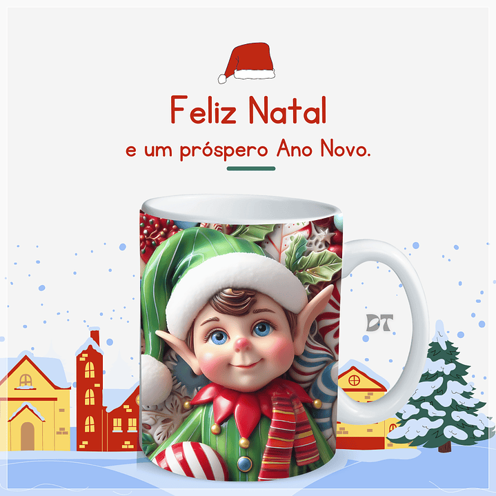22 Artes para Caneca Elfos Natalinos 3D em Jpg  6