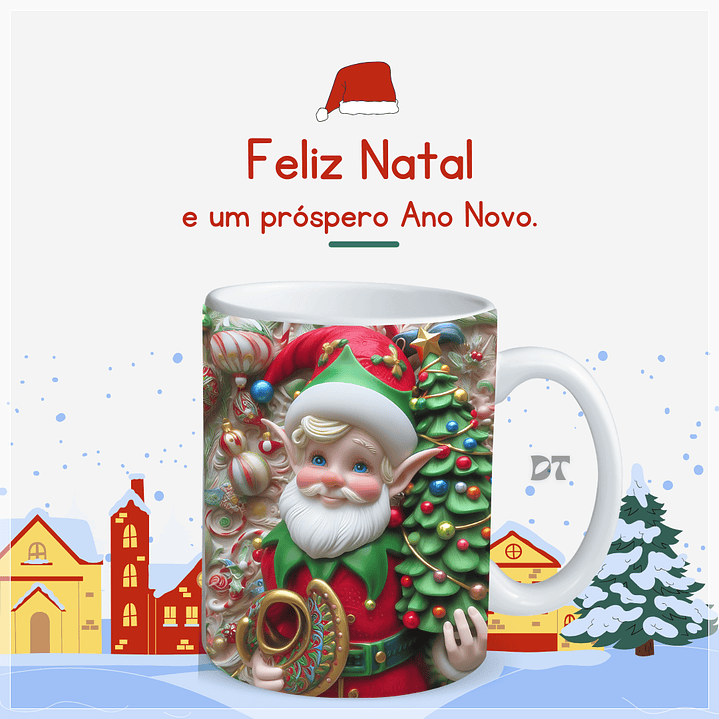 22 Artes para Caneca Elfos Natalinos 3D em Jpg  7