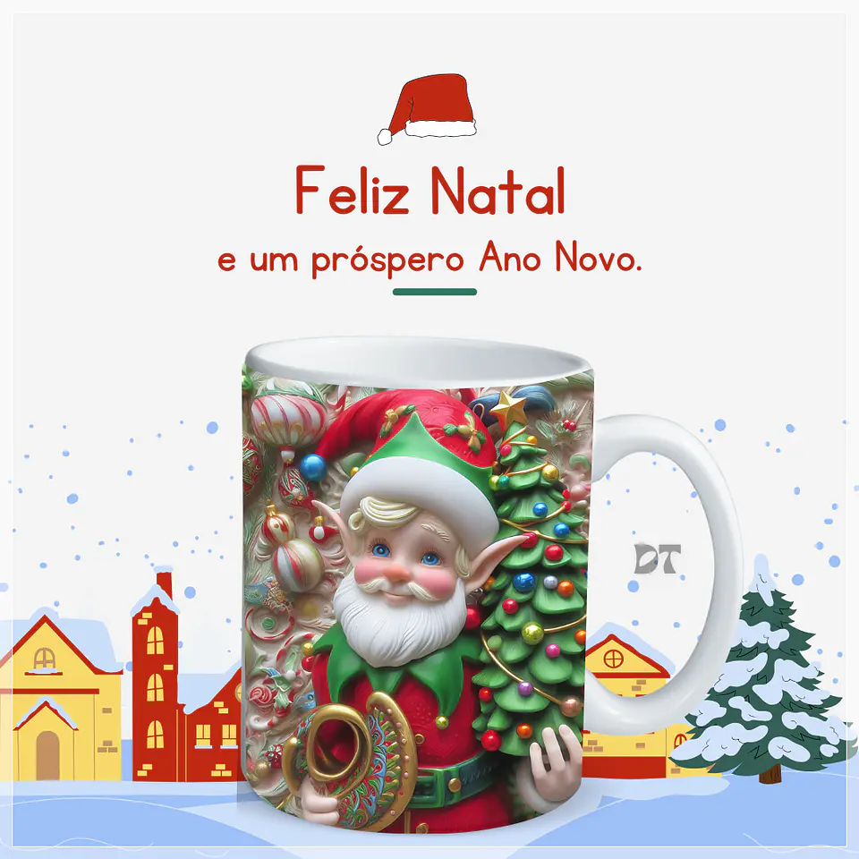 22 Artes para Caneca Elfos Natalinos 3D em Jpg  7
