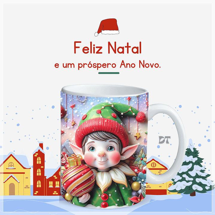 22 Artes para Caneca Elfos Natalinos 3D em Jpg  14