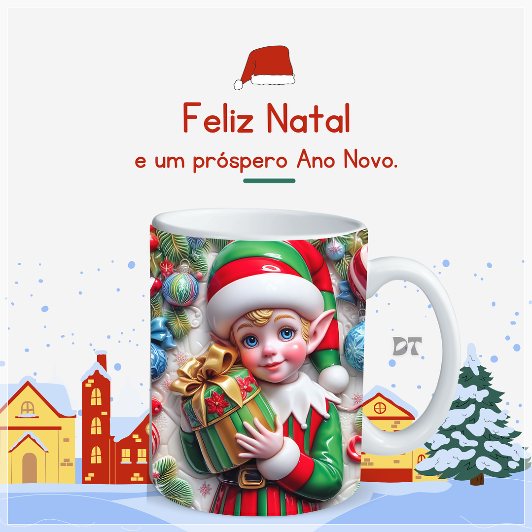 22 Artes para Caneca Elfos Natalinos 3D em Jpg  16