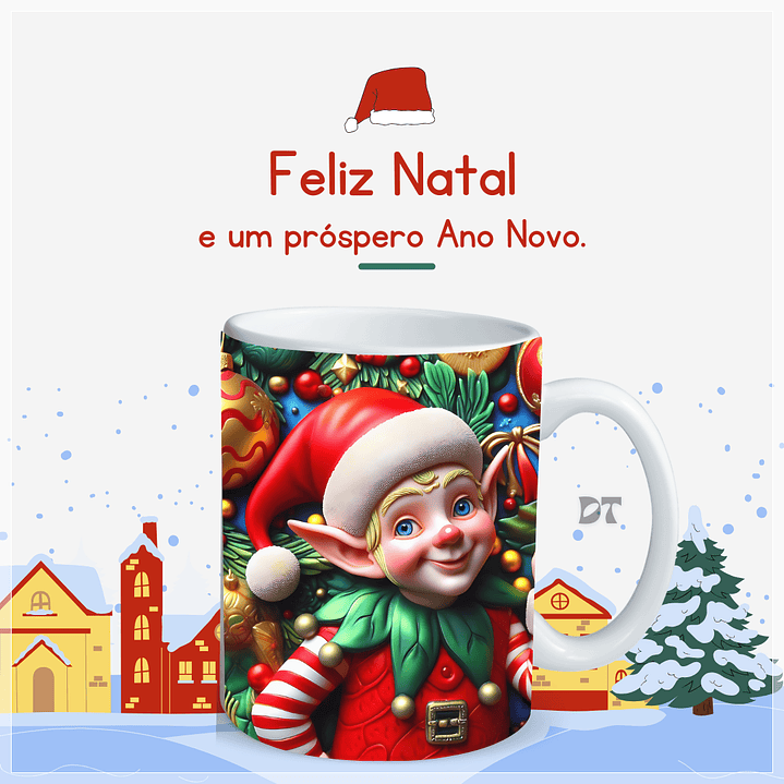 22 Artes para Caneca Elfos Natalinos 3D em Jpg  17