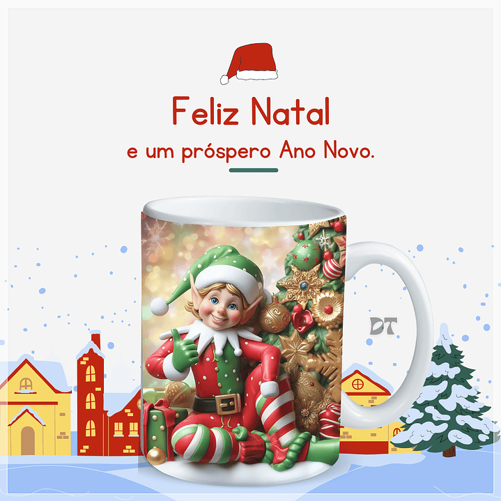 22 Artes para Caneca Elfos Natalinos 3D em Jpg  19