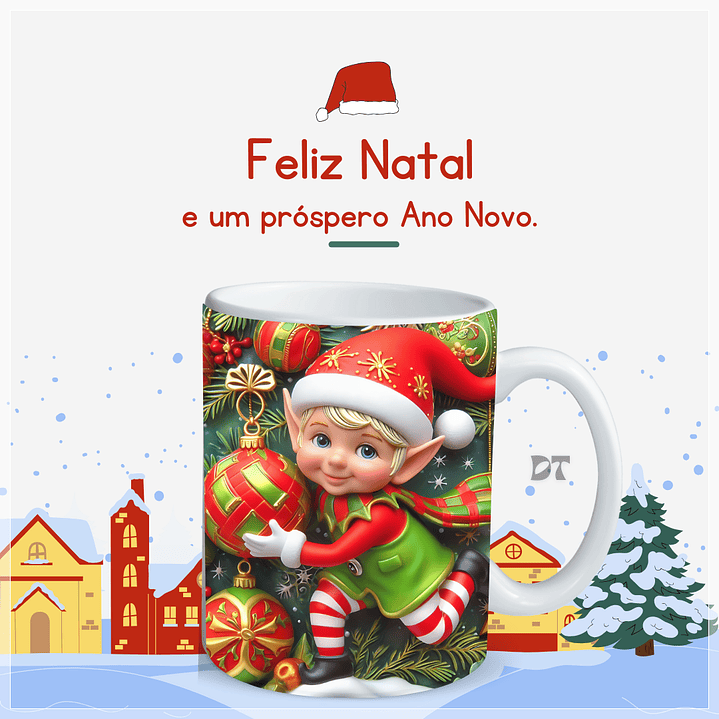 22 Artes para Caneca Elfos Natalinos 3D em Jpg  21