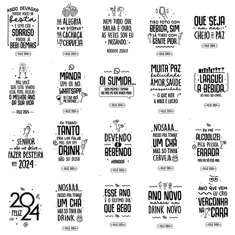 Pack Beer Reveillon Frases 2024 em Png 