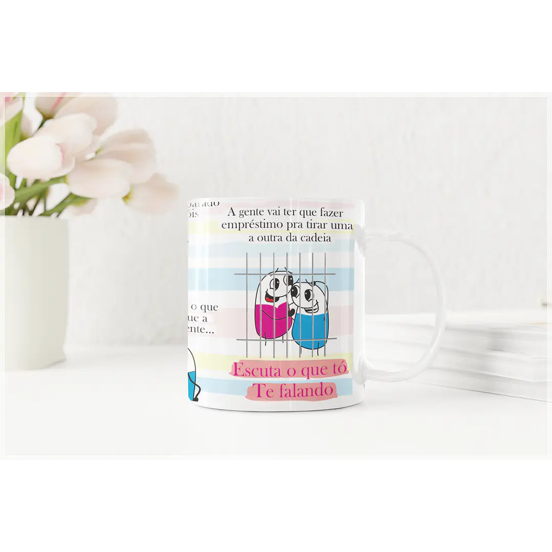 Arte Caneca Flork Amiga, eu tava pensando aqui se alguém chegar em você e falar óh seja você mesma! Arquivo em Corel Draw  2