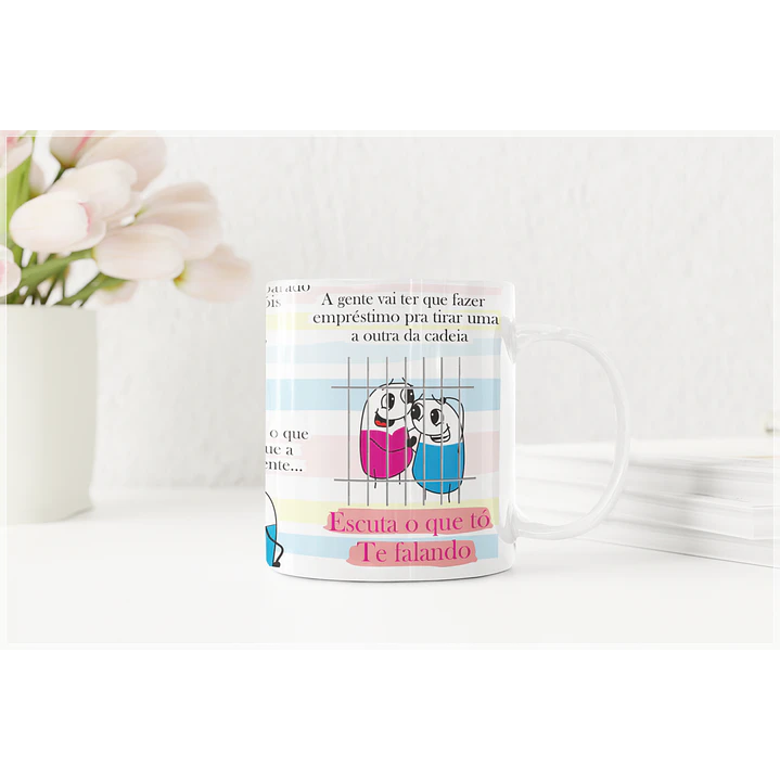 Arte Caneca Flork Amiga, eu tava pensando aqui se alguém chegar em você e falar óh seja você mesma! Arquivo em Corel Draw  2