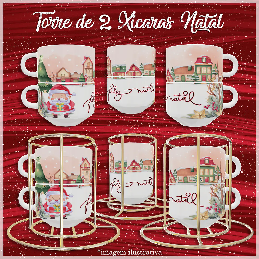 Artes para Torre de Xicaras Natalina em Jpg 1