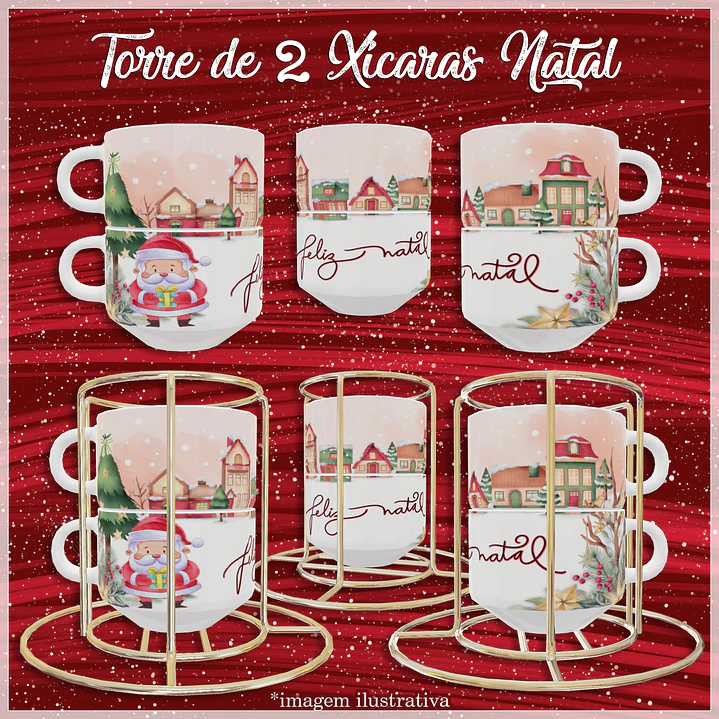 Artes para Torre de Xicaras Natalina em Jpg 1