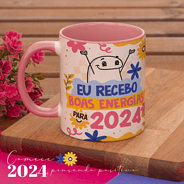 Arte Caneca Ano Novo Eu Recebo Boas Energias para 2024 Arquivo Png