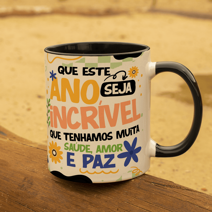 Arte Caneca ou Garrafa Ano Novo Que este ano seja incrível que tenhamos muita saúde, amor e paz Arquivo Png 2