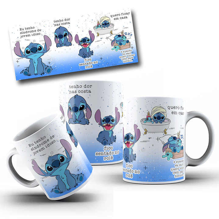 Artes para Caneca Stitch Síndrome do Jovem Idoso Arquivo em Jpg 1