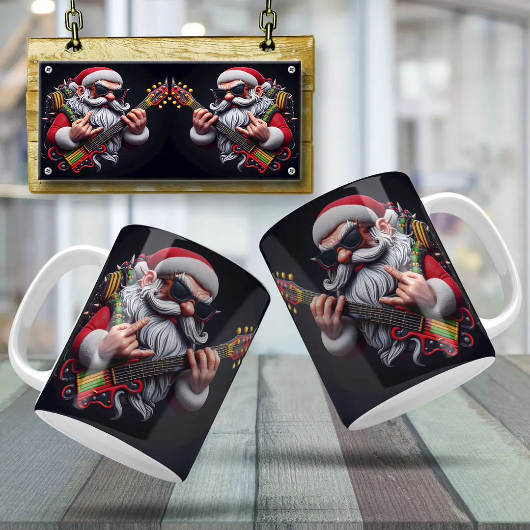 10 Artes para Caneca Papai Noel do Rock Arquivo em Jpg  1