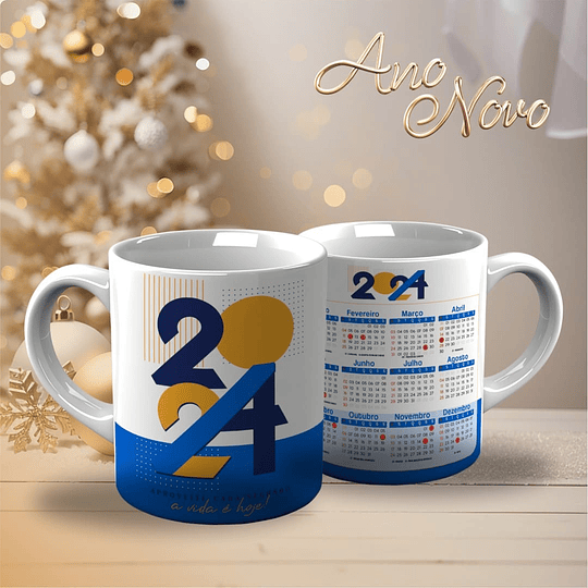 18 Artes para Caneca Calendário Ano Novo 2024 Arquivo Editável 