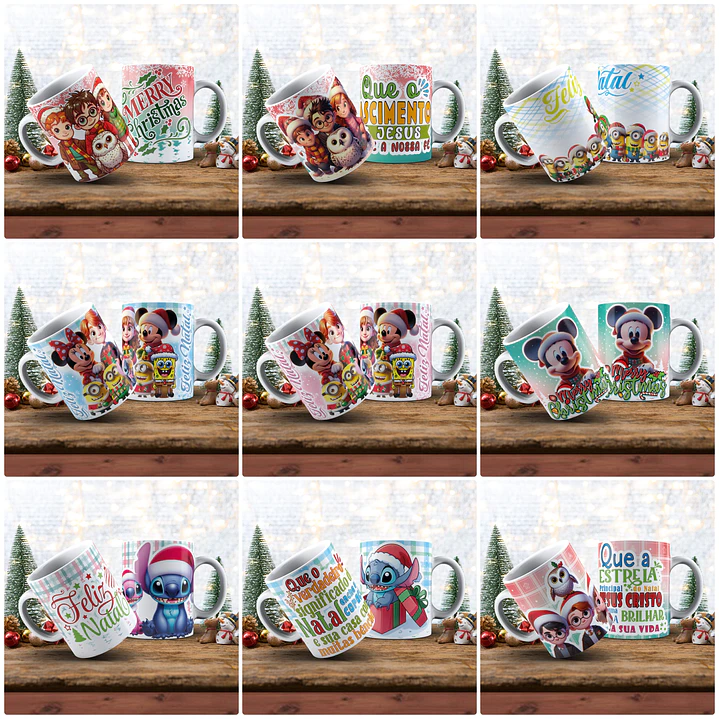 37 Artes para Caneca Natal Personagens Arquivo em Jpg 3