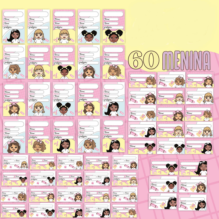 Arquivos para Etiquetas Escolares Menina e Menino Arquivos Editável  3