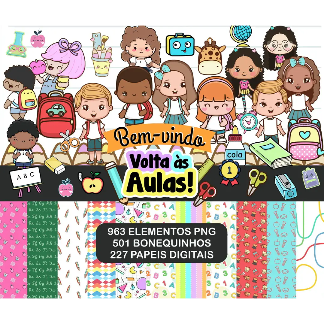 Kit Digital Volta as Aulas Mascotinhos Completo em Png 1