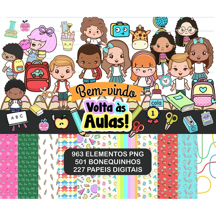 Kit Digital Volta as Aulas Mascotinhos Completo em Png 1