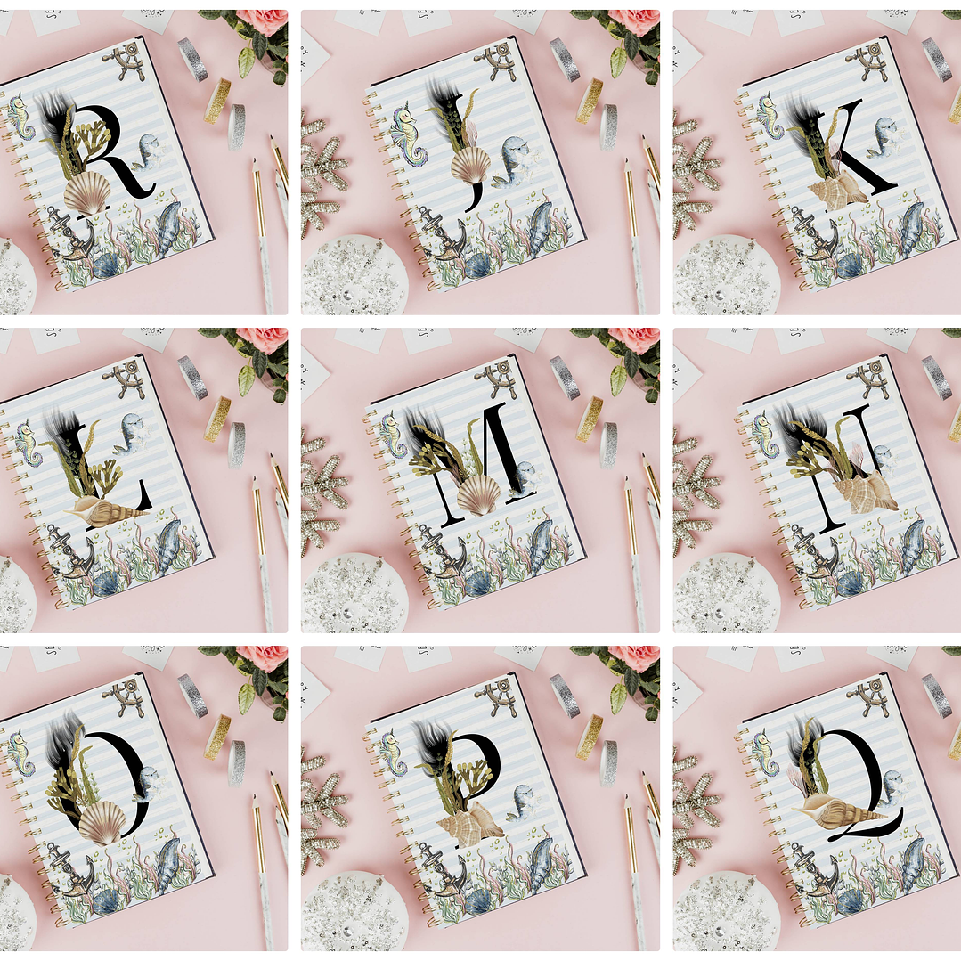 26 Artes para Capa Agenda e Caneca Alfabeto Fundo do Mar Arquivo Editável  2