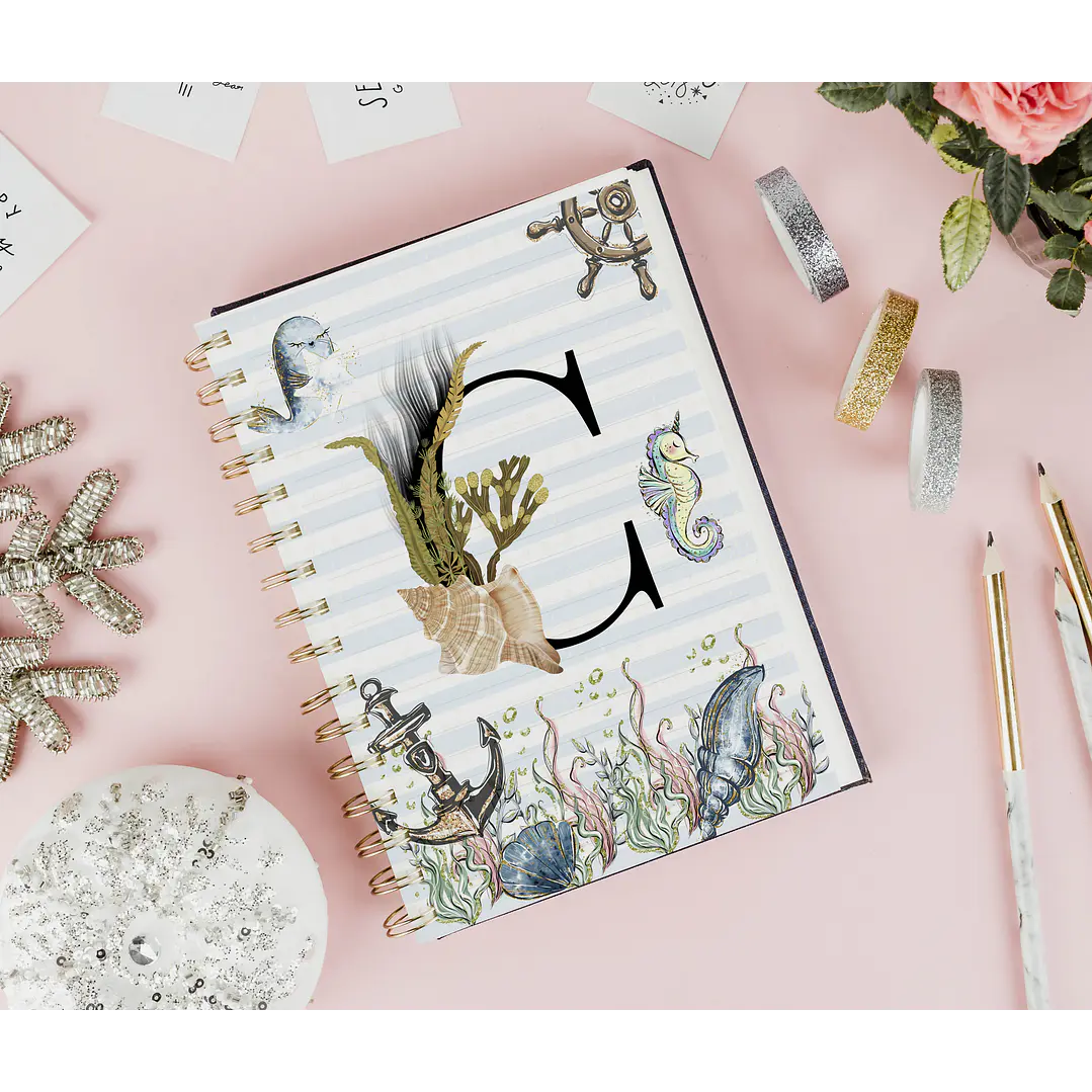 26 Artes para Capa Agenda e Caneca Alfabeto Fundo do Mar Arquivo Editável  5