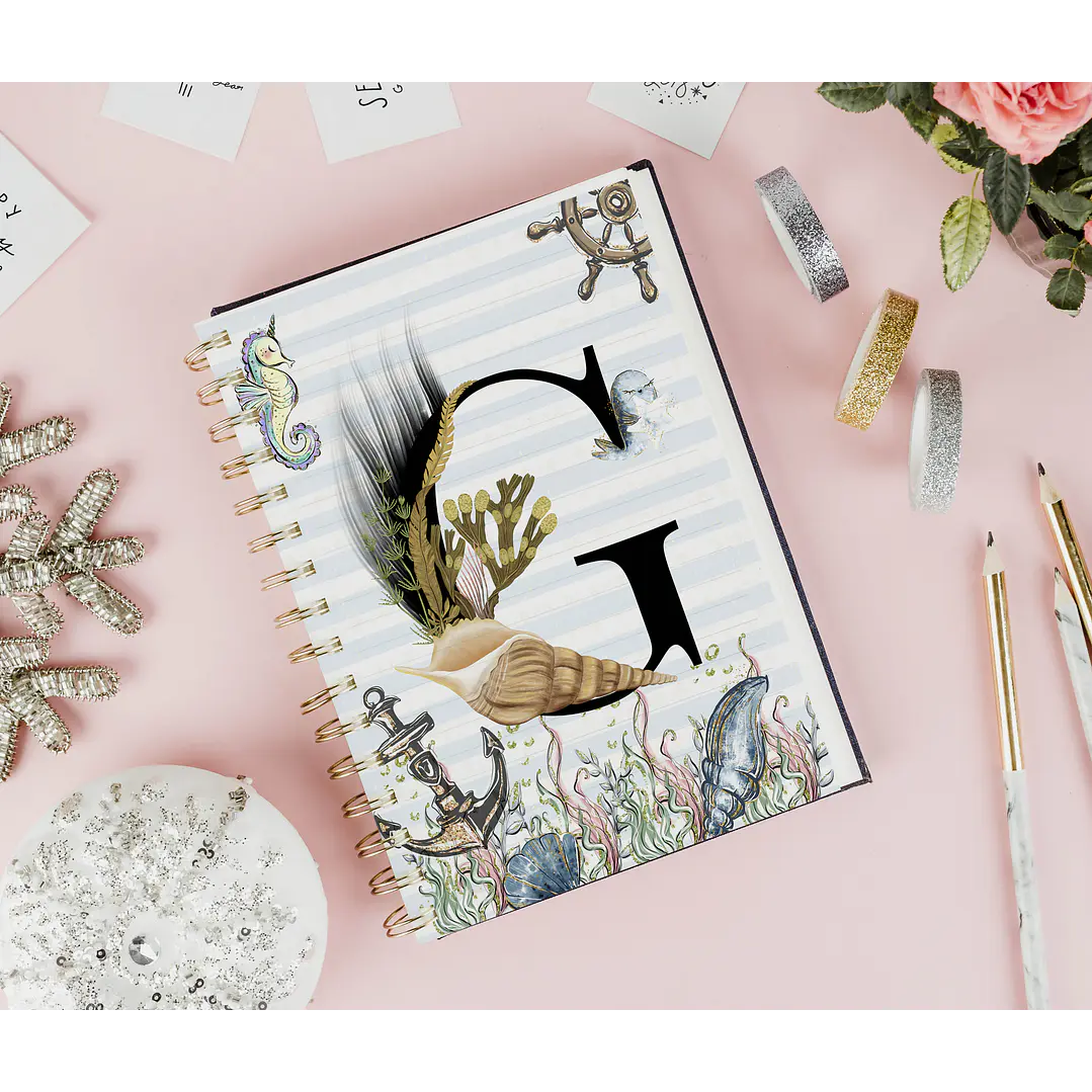 26 Artes para Capa Agenda e Caneca Alfabeto Fundo do Mar Arquivo Editável  9