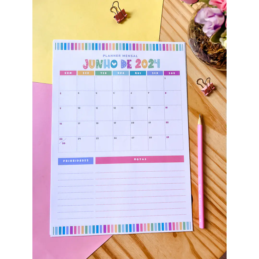 Arquivo Planner Mensal A4 2024 em Pdf 2