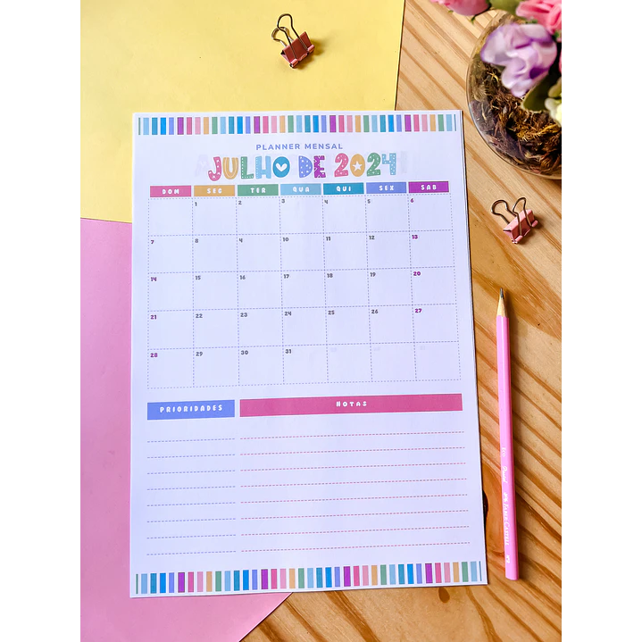 Arquivo Planner Mensal A4 2024 em Pdf 3
