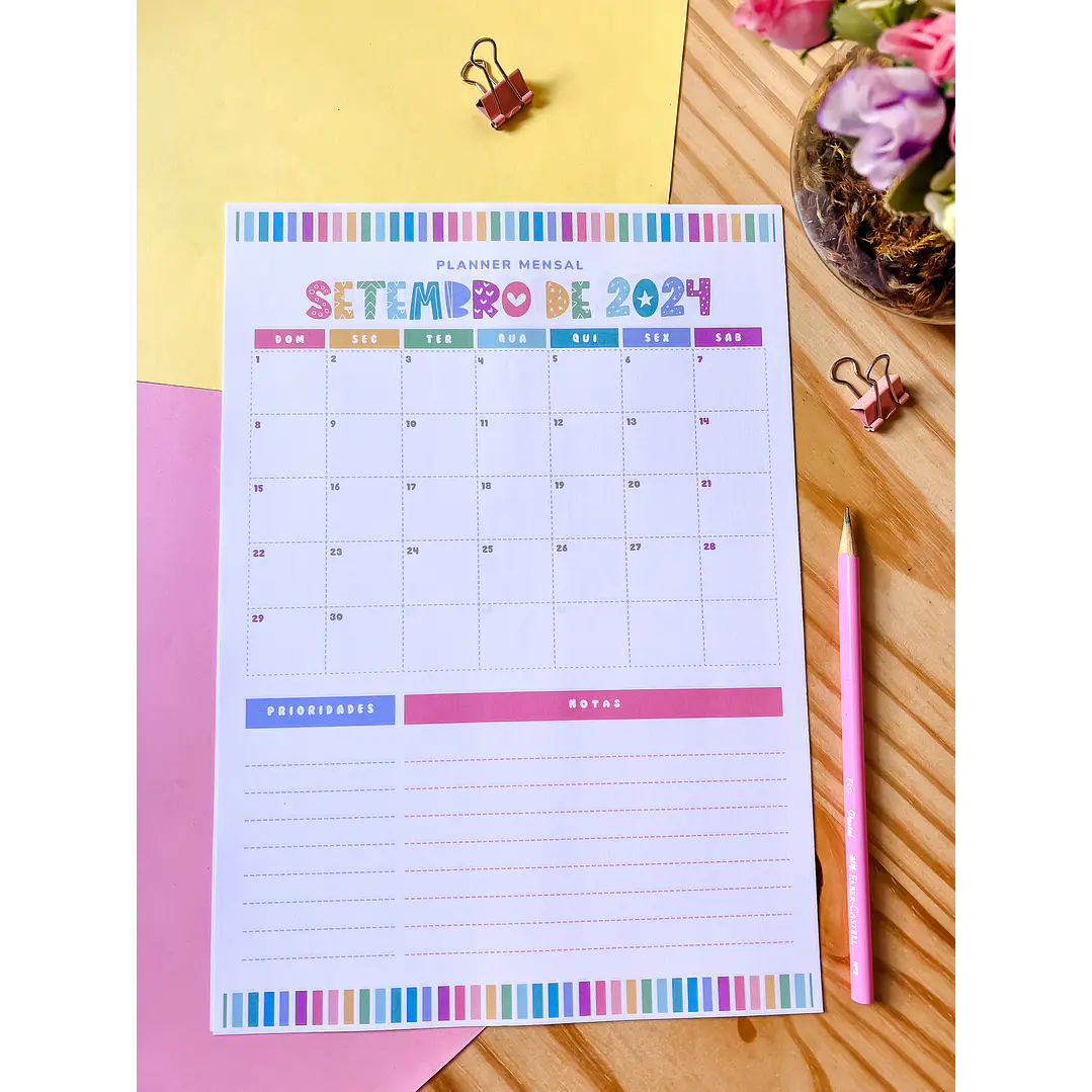 Arquivo Planner Mensal A4 2024 em Pdf 5