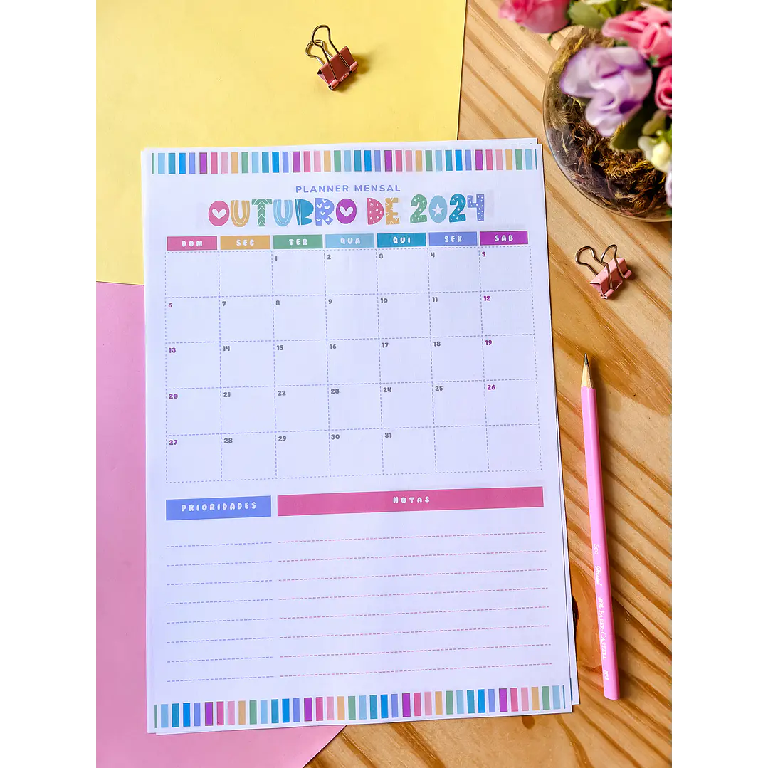 Arquivo Planner Mensal A4 2024 em Pdf 6