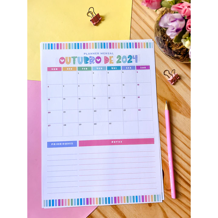 Arquivo Planner Mensal A4 2024 em Pdf 6