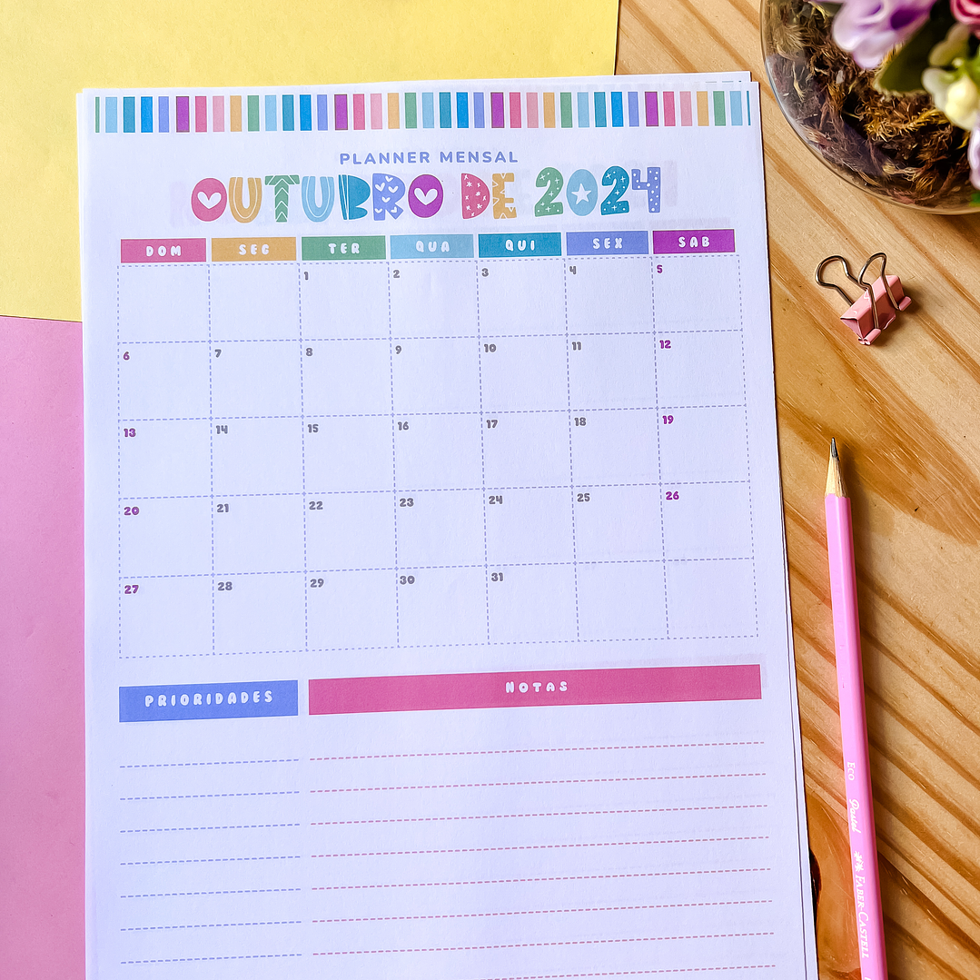 Arquivo Planner Mensal A4 2024 em Pdf 6