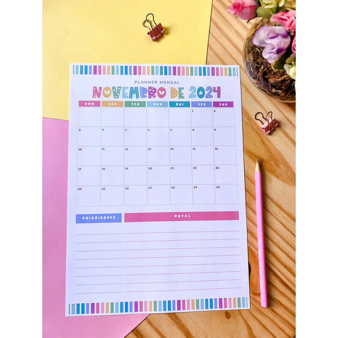 Arquivo Planner Mensal A4 2024 em Pdf 7