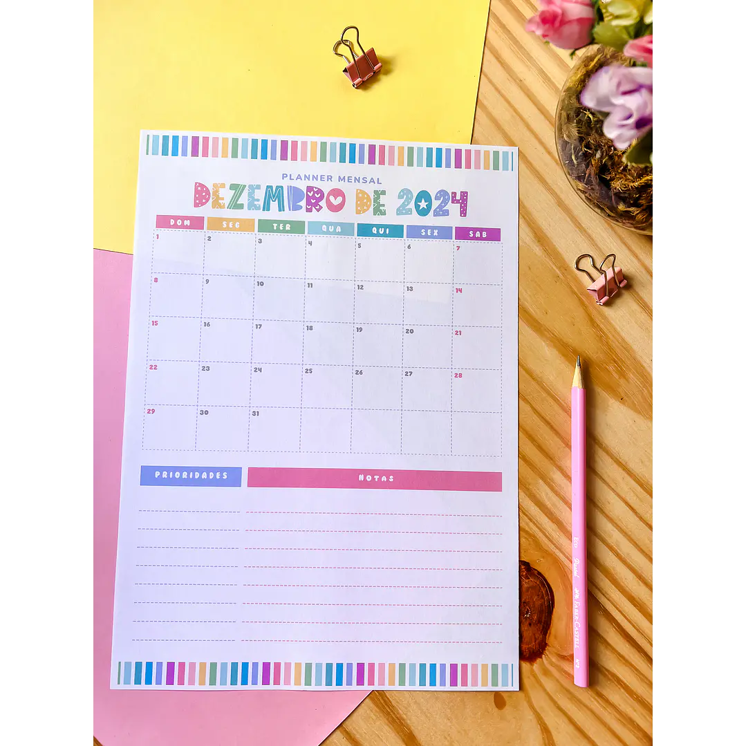 Arquivo Planner Mensal A4 2024 em Pdf 8