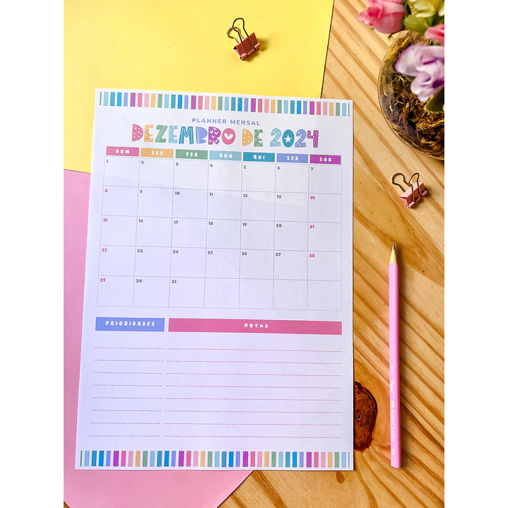 Arquivo Planner Mensal A4 2024 em Pdf 8