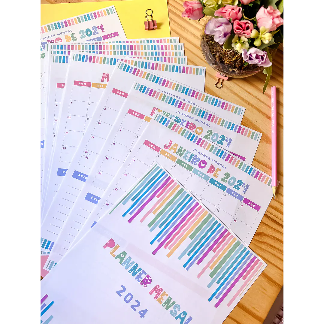Arquivo Planner Mensal A4 2024 em Pdf 9