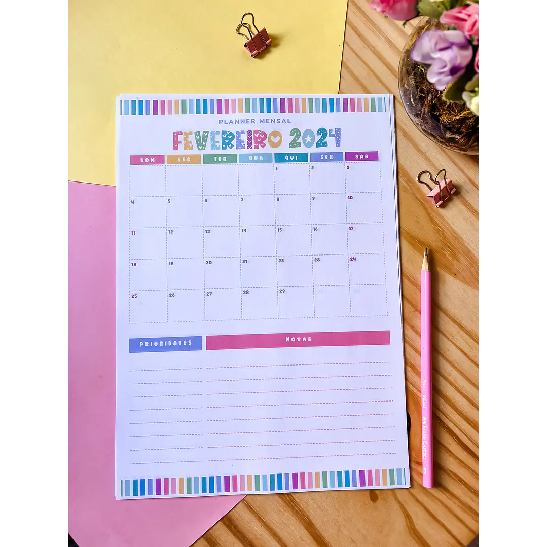 Arquivo Planner Mensal A4 2024 em Pdf 12