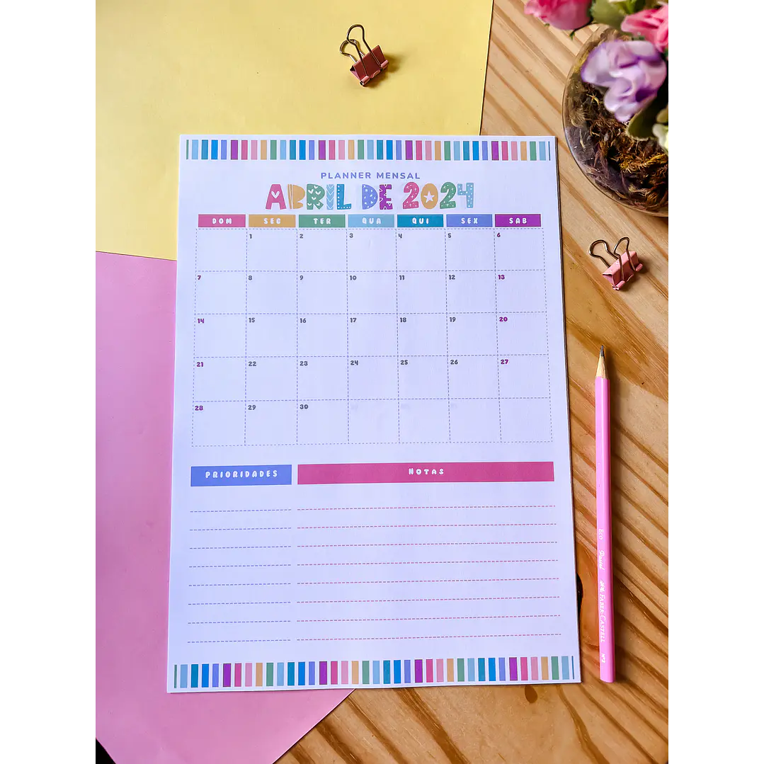 Arquivo Planner Mensal A4 2024 em Pdf 14
