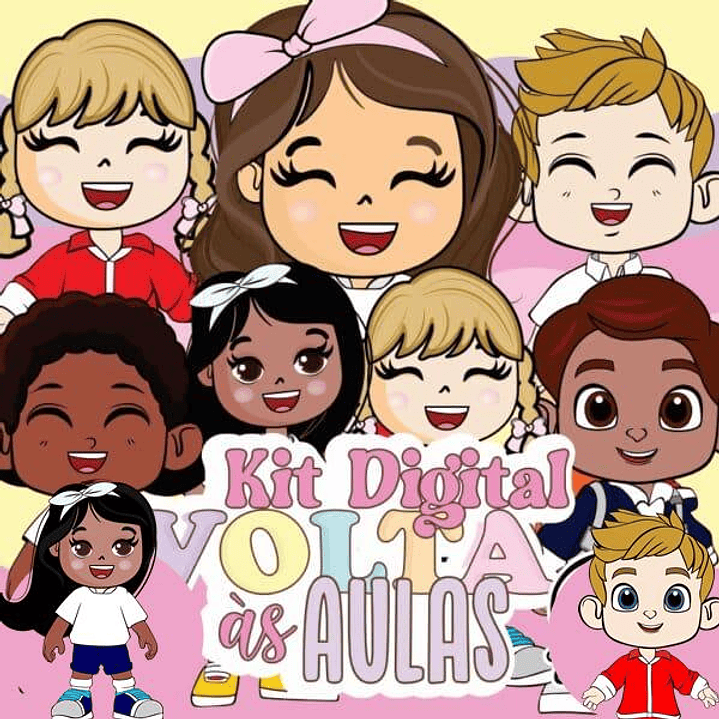 Kit Digital Volta as Aulas  Alfabeto Mais Mascatinhos Arquivos em Png   1