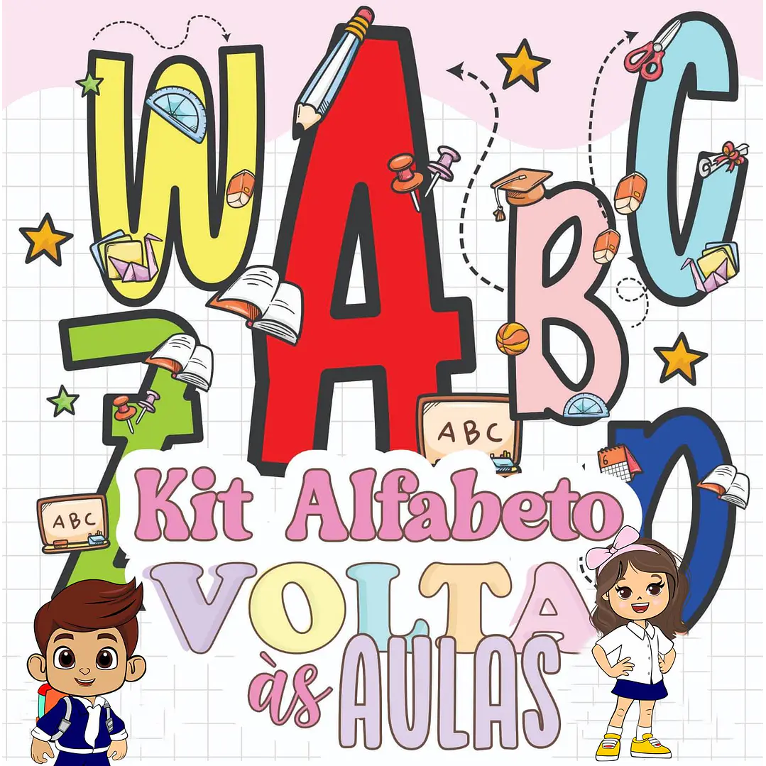 Kit Digital Volta as Aulas  Alfabeto Mais Mascatinhos Arquivos em Png   2