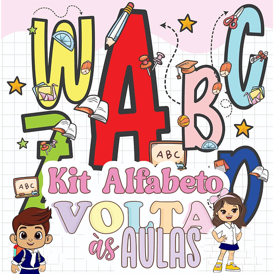 Kit Digital Volta as Aulas  Alfabeto Mais Mascatinhos Arquivos em Png  