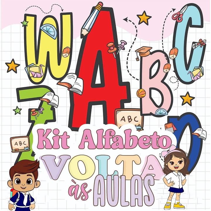 Kit Digital Volta as Aulas  Alfabeto Mais Mascatinhos Arquivos em Png   2