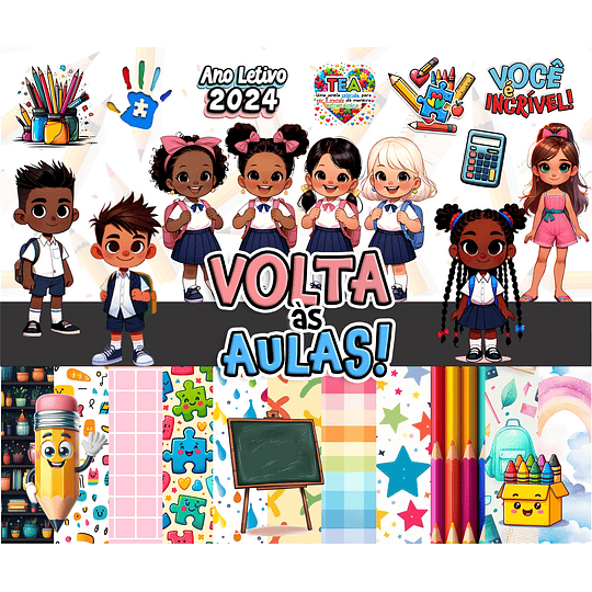 Kit Digital Volta as Aulas Mascotes 2024 Arquivos em Png 