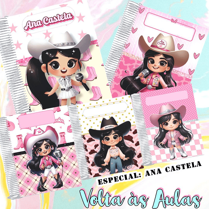 5 Artes para Capa Caderno Mais Kit Digital Ana Castela em Png 1