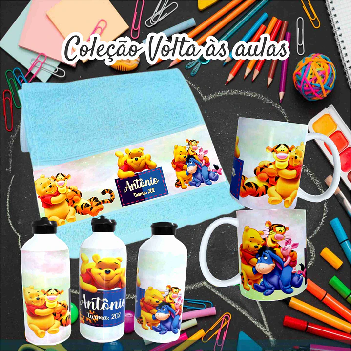 78 Artes para Caneca, Toalinha e Squezee Personagens Disney Volta as Aulas Arquivo Editavél  21