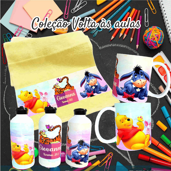 78 Artes para Caneca, Toalinha e Squezee Personagens Disney Volta as Aulas Arquivo Editavél  22