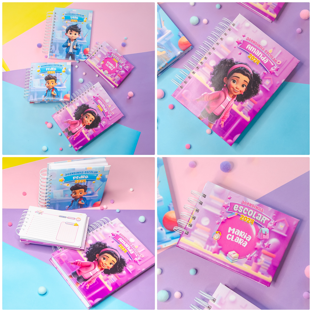 Arquivo Agenda Escolar 2024 Rosa e Azul em Pdf 1