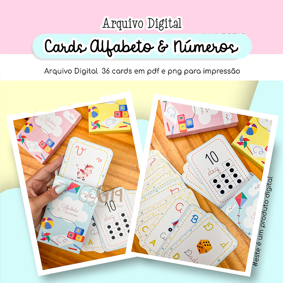 Arquivo para Card Letras e Numeros em Pdf 1